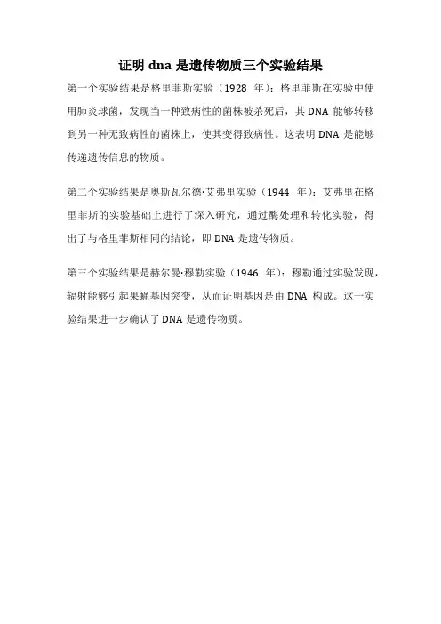 证明dna是遗传物质三个实验结果