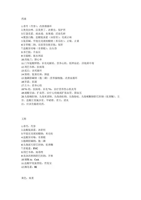 医院常用药