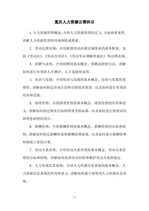 重庆人力资源公需科目