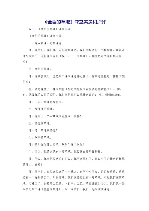 《金色的草地》课堂实录和点评