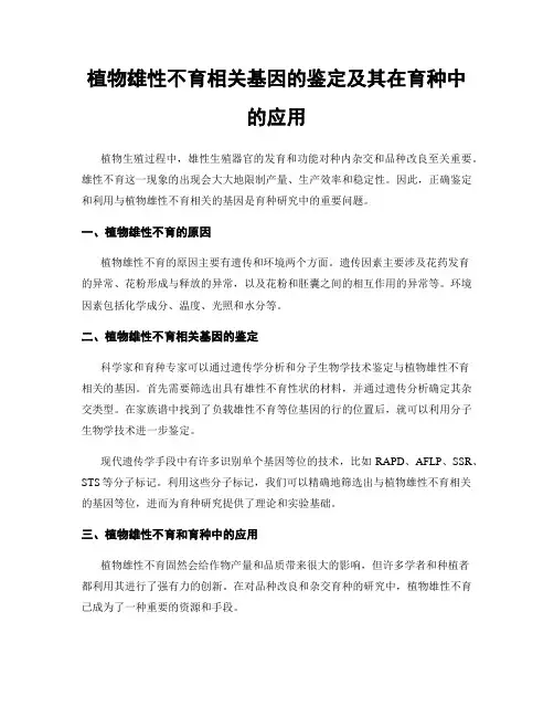 植物雄性不育相关基因的鉴定及其在育种中的应用