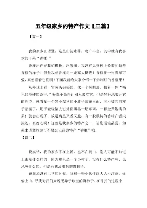 五年级家乡的特产作文【三篇】