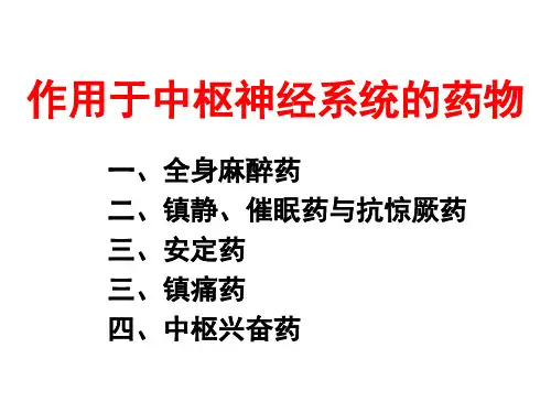 2013执业兽医资格考试药理学第四章 作用于中枢神经系统的药物