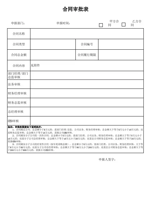 合同审批表