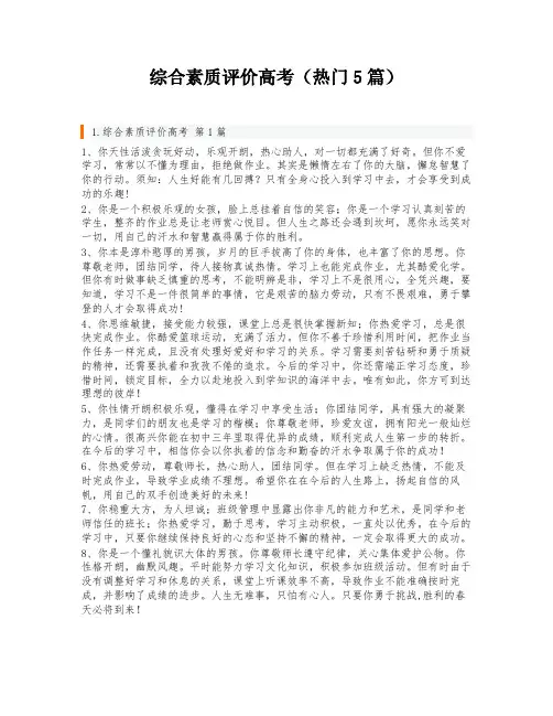 综合素质评价高考(热门5篇)