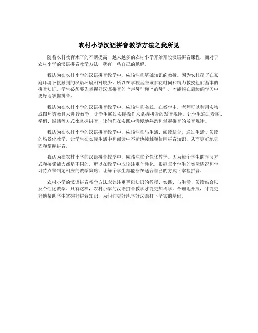 农村小学汉语拼音教学方法之我所见