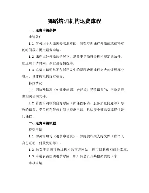 舞蹈培训机构退费流程