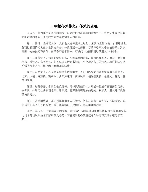 二年级冬天作文：冬天的乐趣