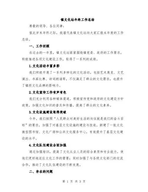 镇文化站年终工作总结