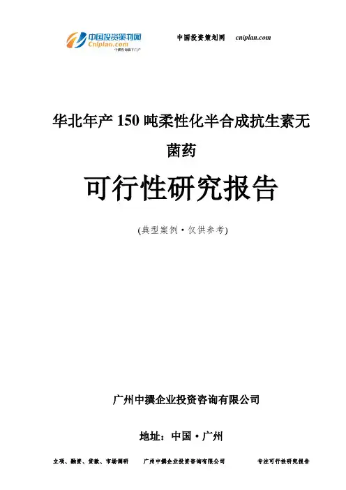 华北年产150吨柔性化半合成抗生素无菌药可行性研究报告-广州中撰咨询