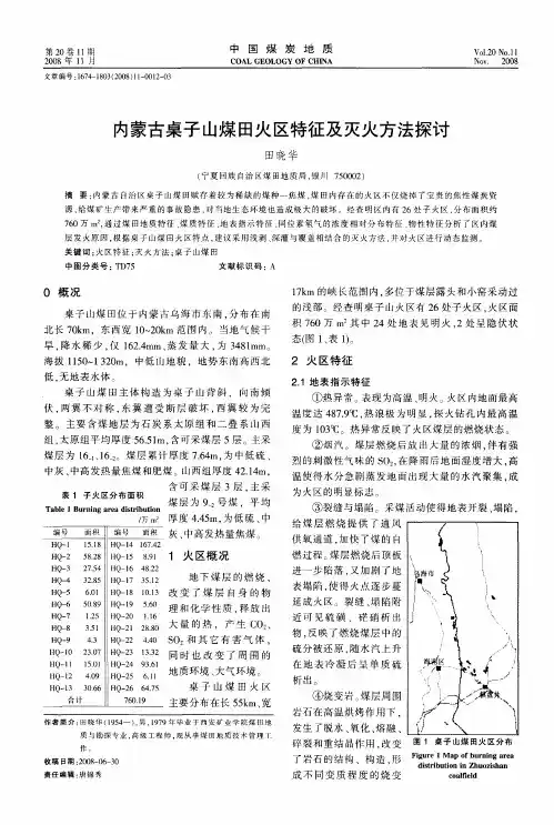 内蒙古桌子山煤田火区特征及灭火方法探讨