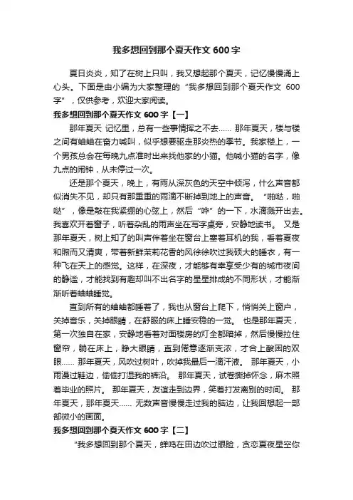 我多想回到那个夏天作文600字