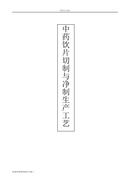 中药饮片切制与净制生产工艺