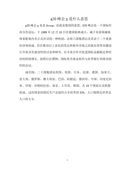 g20峰会g是什么意思