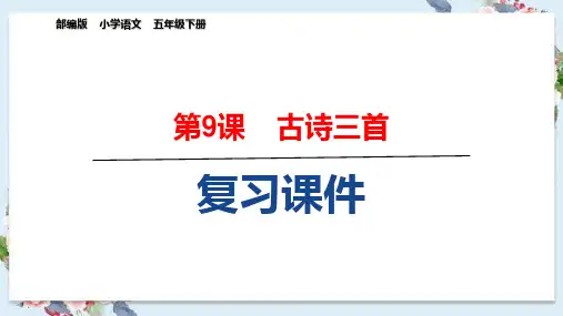 部编版五年级语文下册《9.古诗三首》精品复习课件(课文知识要点)PPT