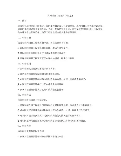 农网项目工程预算审计方案