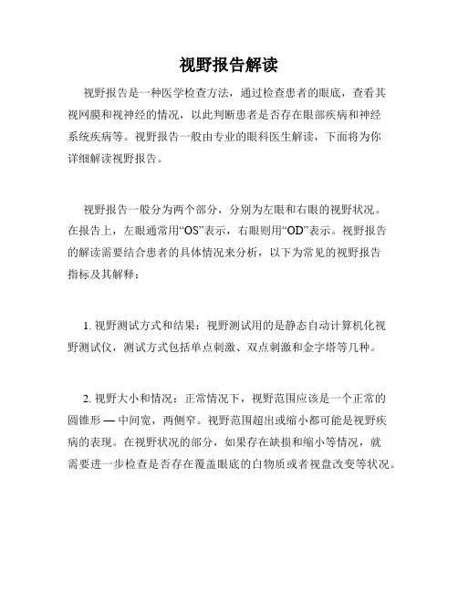 视野报告解读