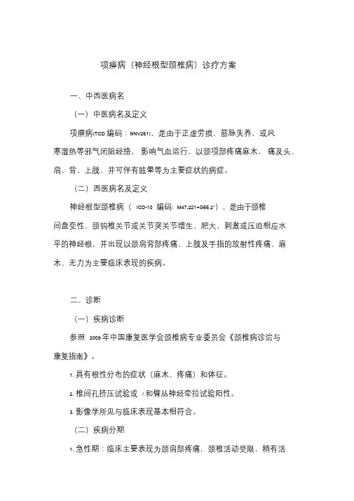 项痹病诊疗方案