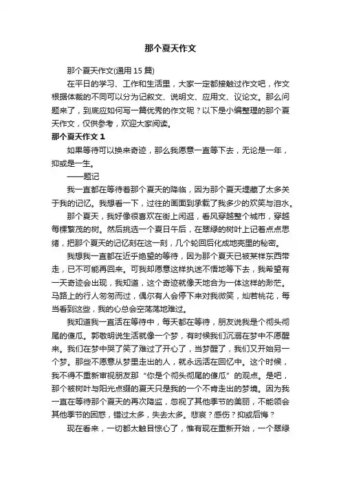 那个夏天作文（通用15篇）