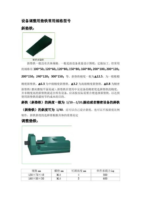 设备调整用垫铁常用规格型号