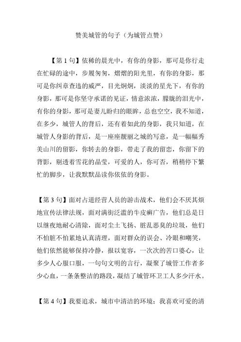 赞美城管的句子(为城管点赞)