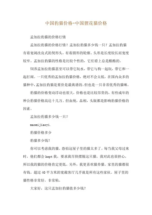 中国豹猫价格-中国狸花猫价格