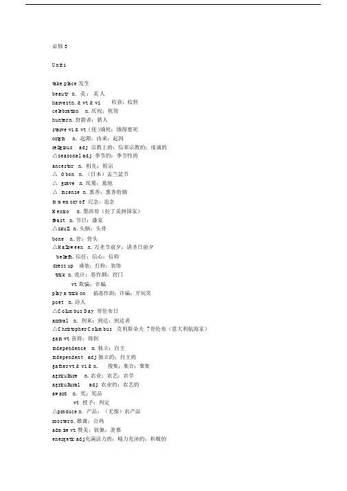 (完整word)人教版高一英语必修3单词表.docx
