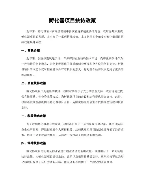 孵化器项目扶持政策