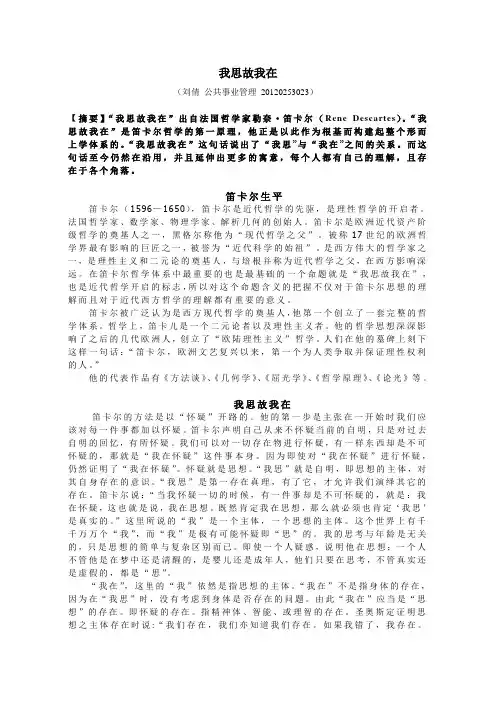 我思故我在(哲学论文)