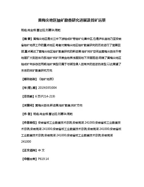 黄梅尖地区铀矿勘查研究进展及找矿远景