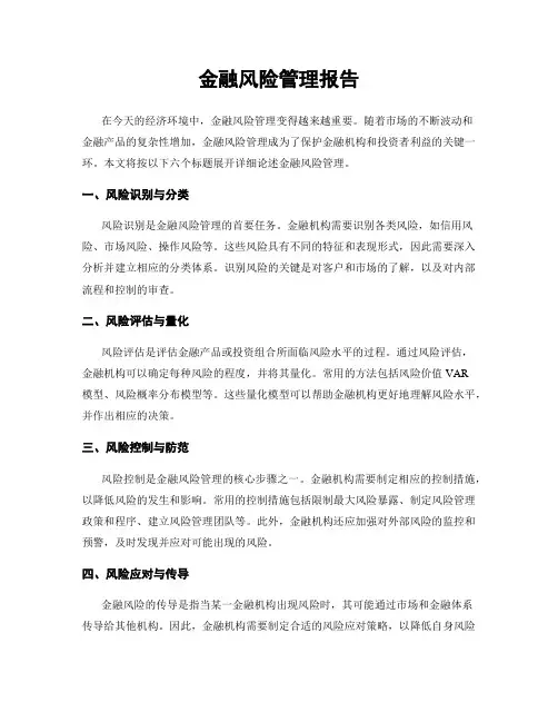 金融风险管理报告