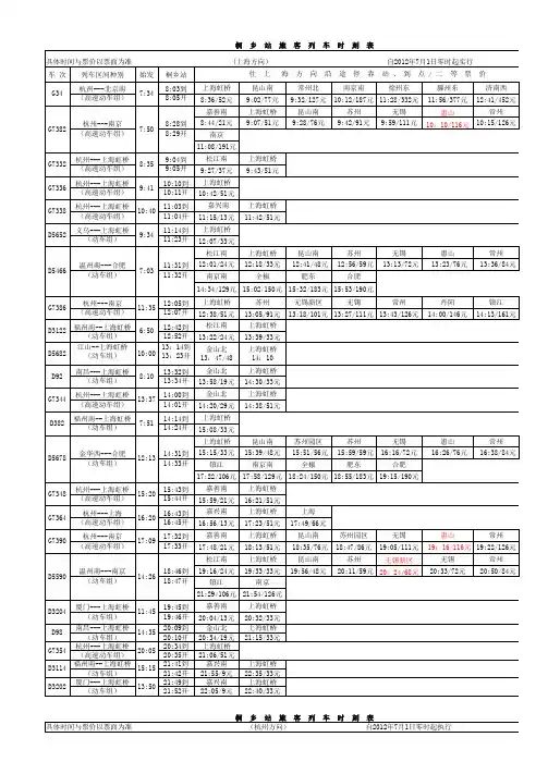 桐乡高铁列车时刻表