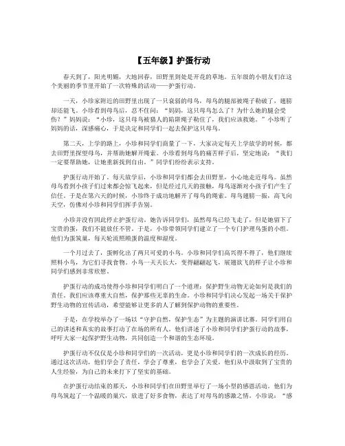 【五年级】护蛋行动