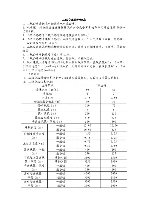 最新完美版二级公路标准
