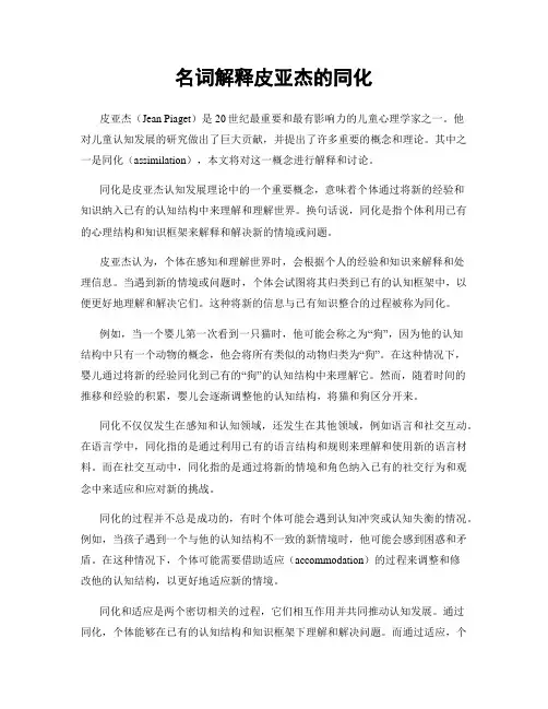 名词解释皮亚杰的同化