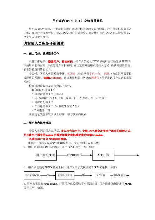 用户端IPTV安装指示意见(UT)