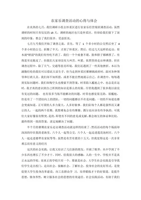 农家乐调查心得体会