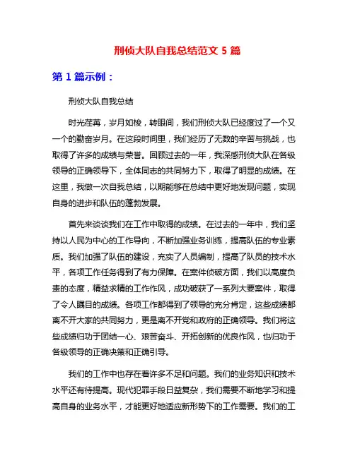 刑侦大队自我总结范文5篇
