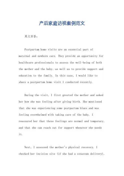 产后家庭访视案例范文