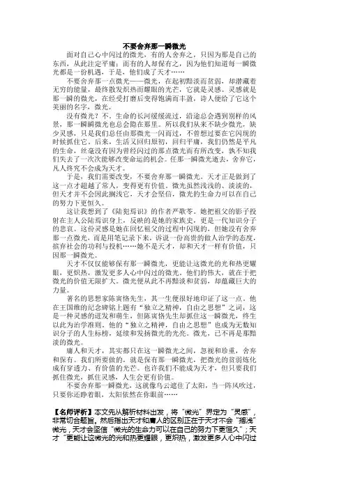 不要舍弃那一瞬微光