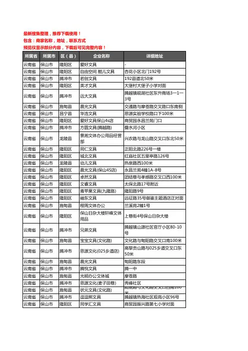 新版云南省保山市办公用品企业公司商家户名录单联系方式地址大全129家