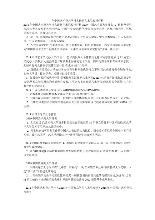 年中国艺术类大学排名最新艺术院校排行榜