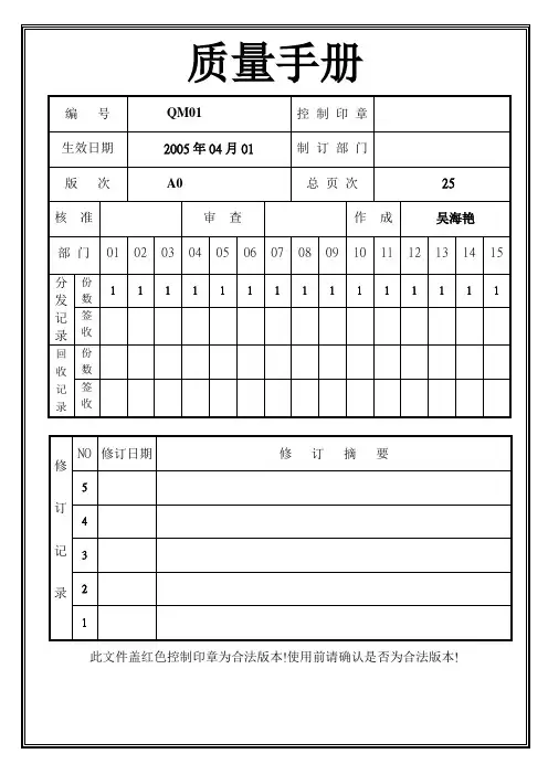 品质手册(最新版)
