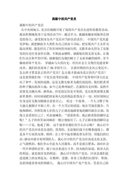 我眼中的共产党员（范文）