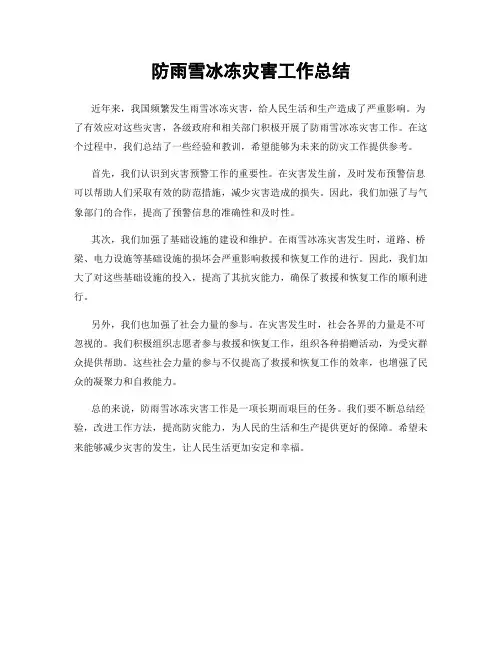 防雨雪冰冻灾害工作总结