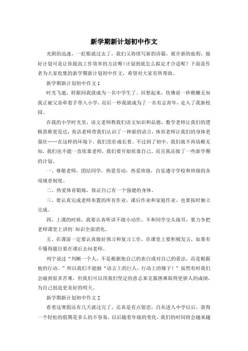 新学期新计划初中作文