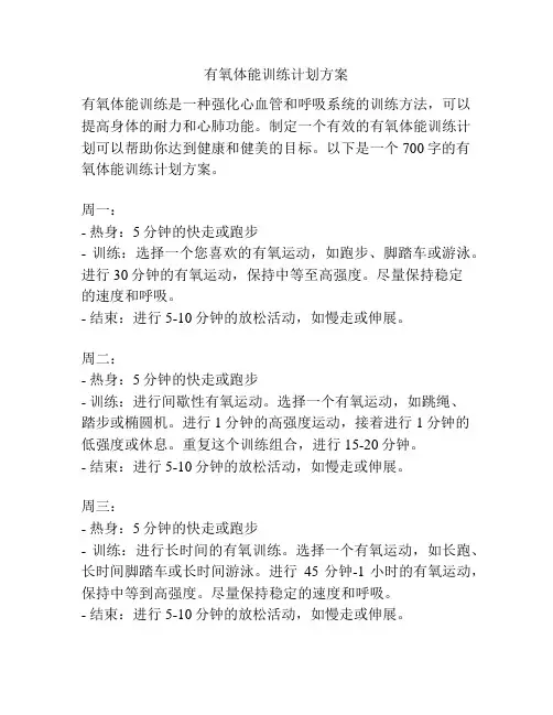 有氧体能训练计划方案