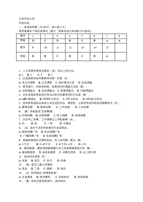 江开人力资源管理员第二次作业