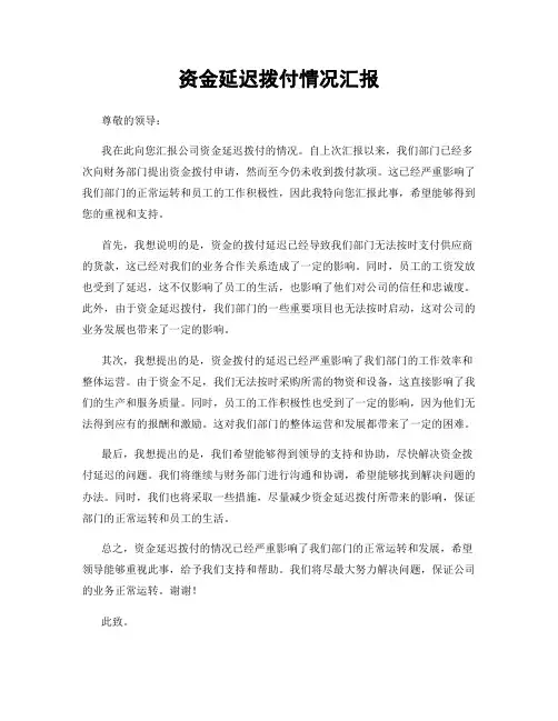 资金延迟拨付情况汇报