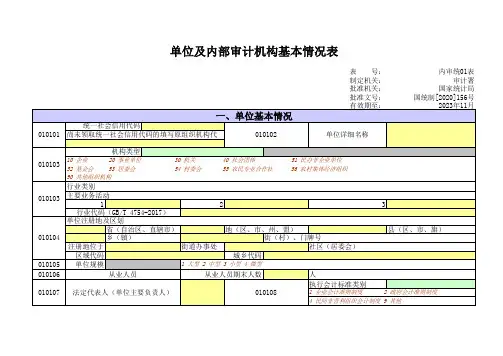 内审统01表_单位及内部审计机构基本情况表